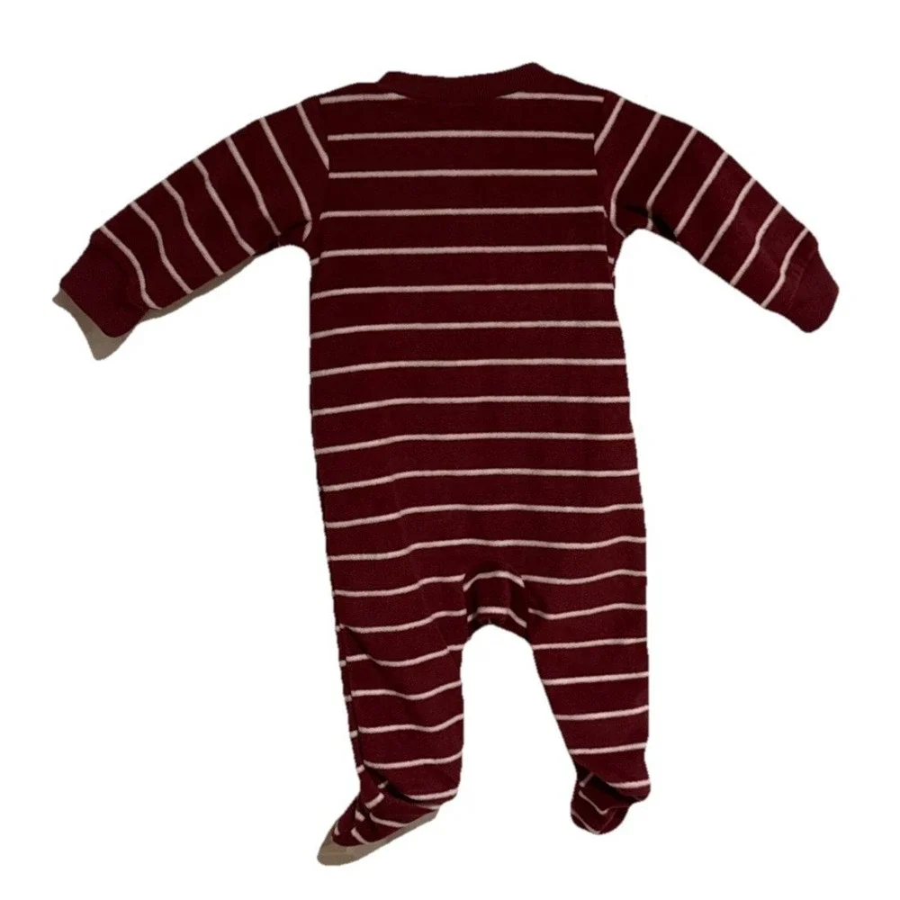 Baby Boy Clothes‎ Carter's Newborn Fleece Burgundy Fox Footed Outfit Size 3M New